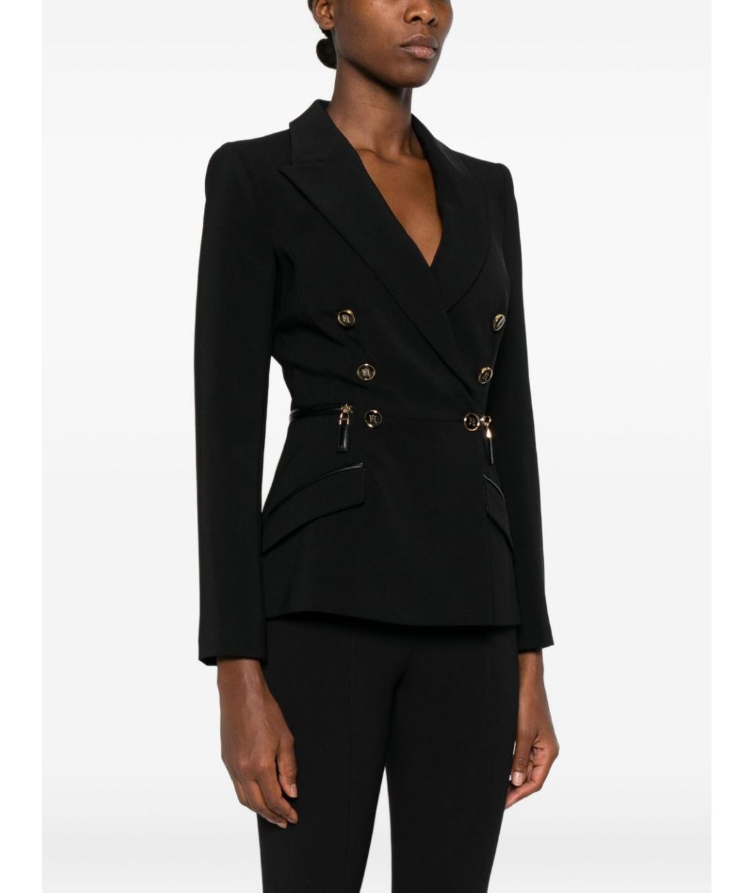 ELISABETTA FRANCHI Черный полиэстеровый жакет/пиджак, фото 5