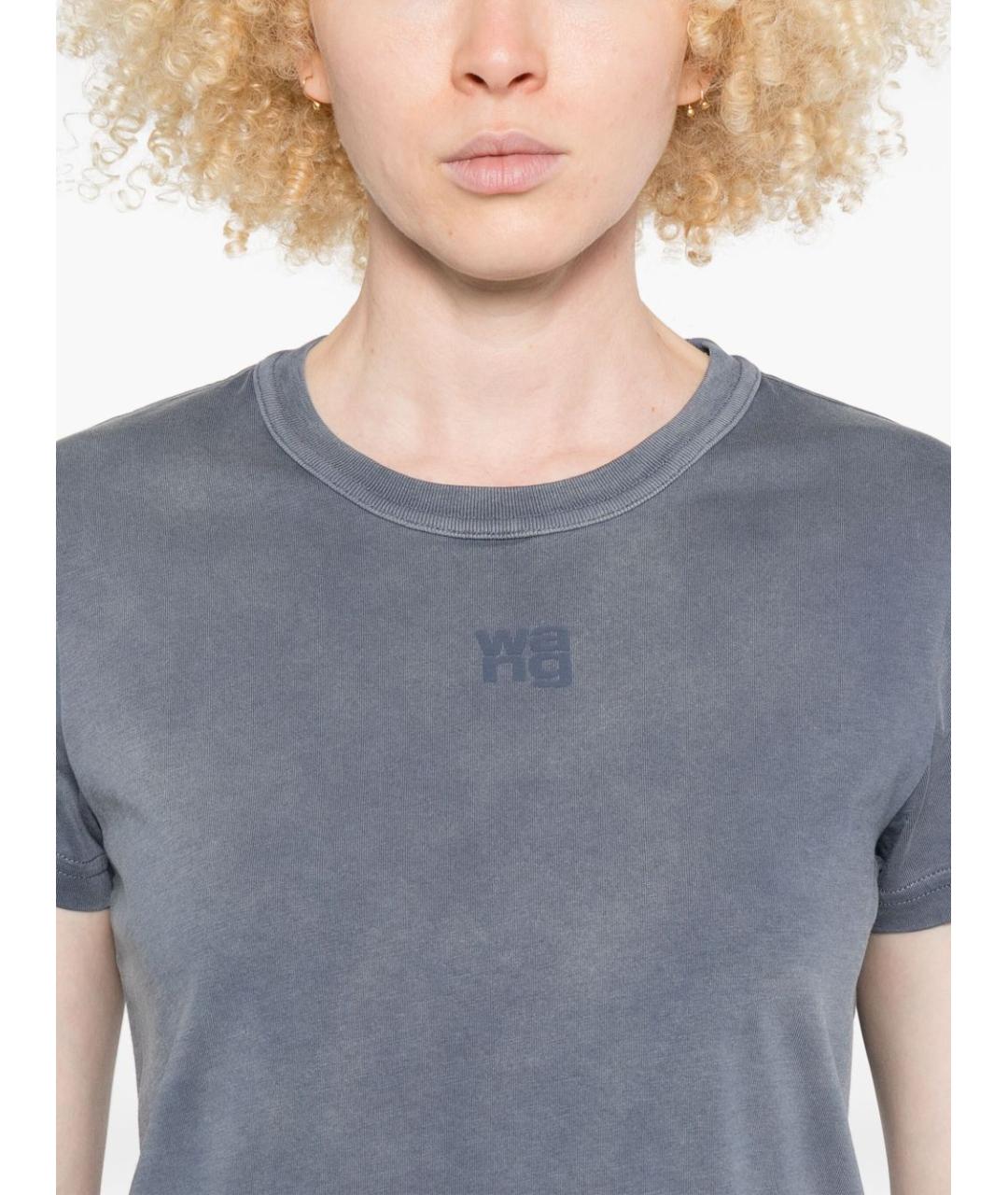 ALEXANDER WANG Синяя хлопковая футболка, фото 4