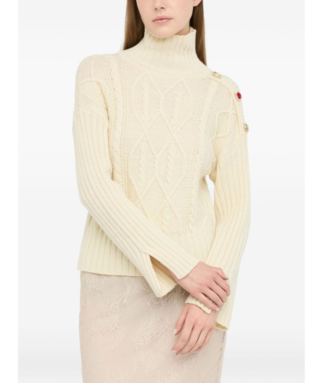 LIU JO Бежевый шерстяной джемпер / свитер, фото 4