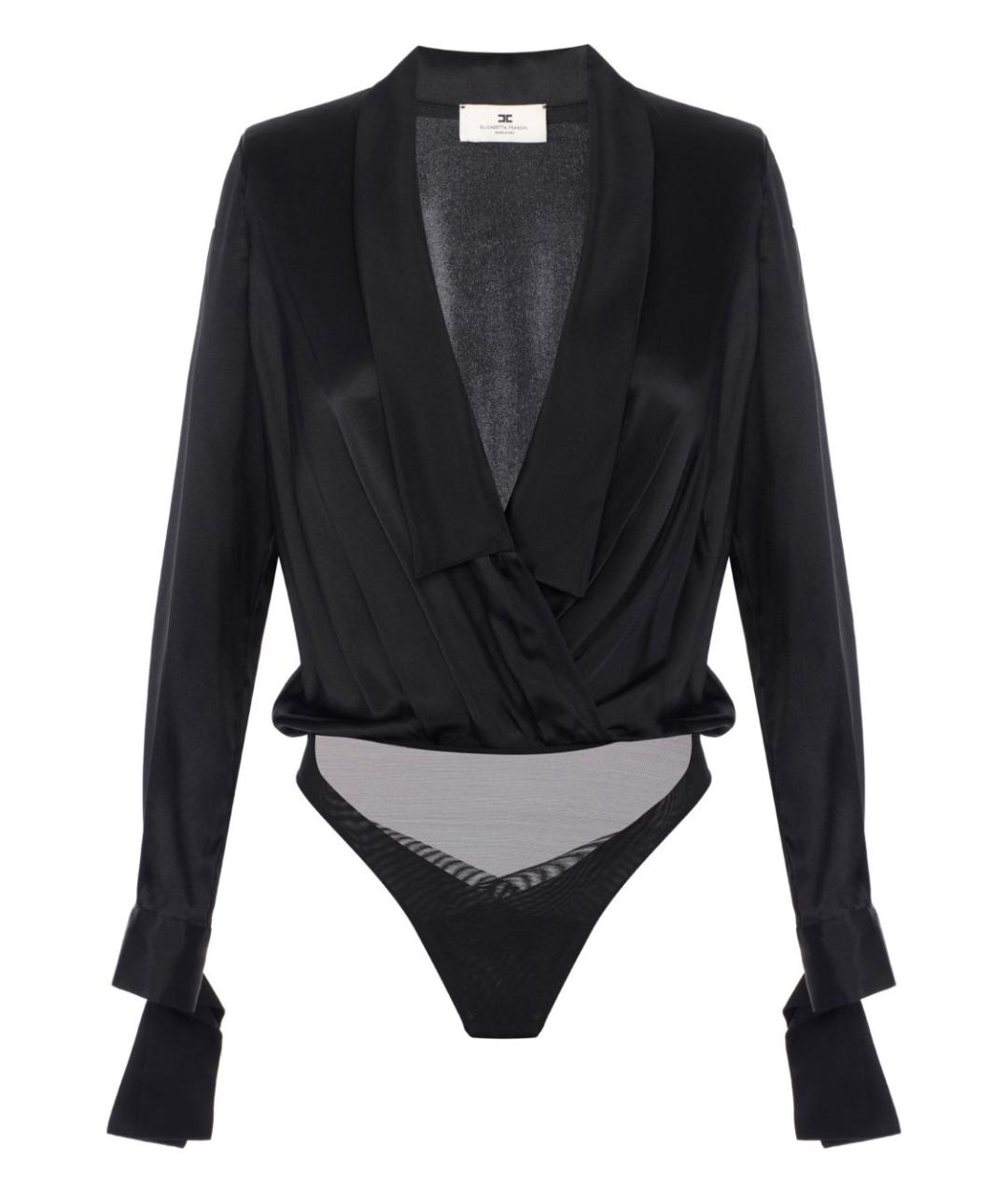 ELISABETTA FRANCHI Черная шелковая блузы, фото 1