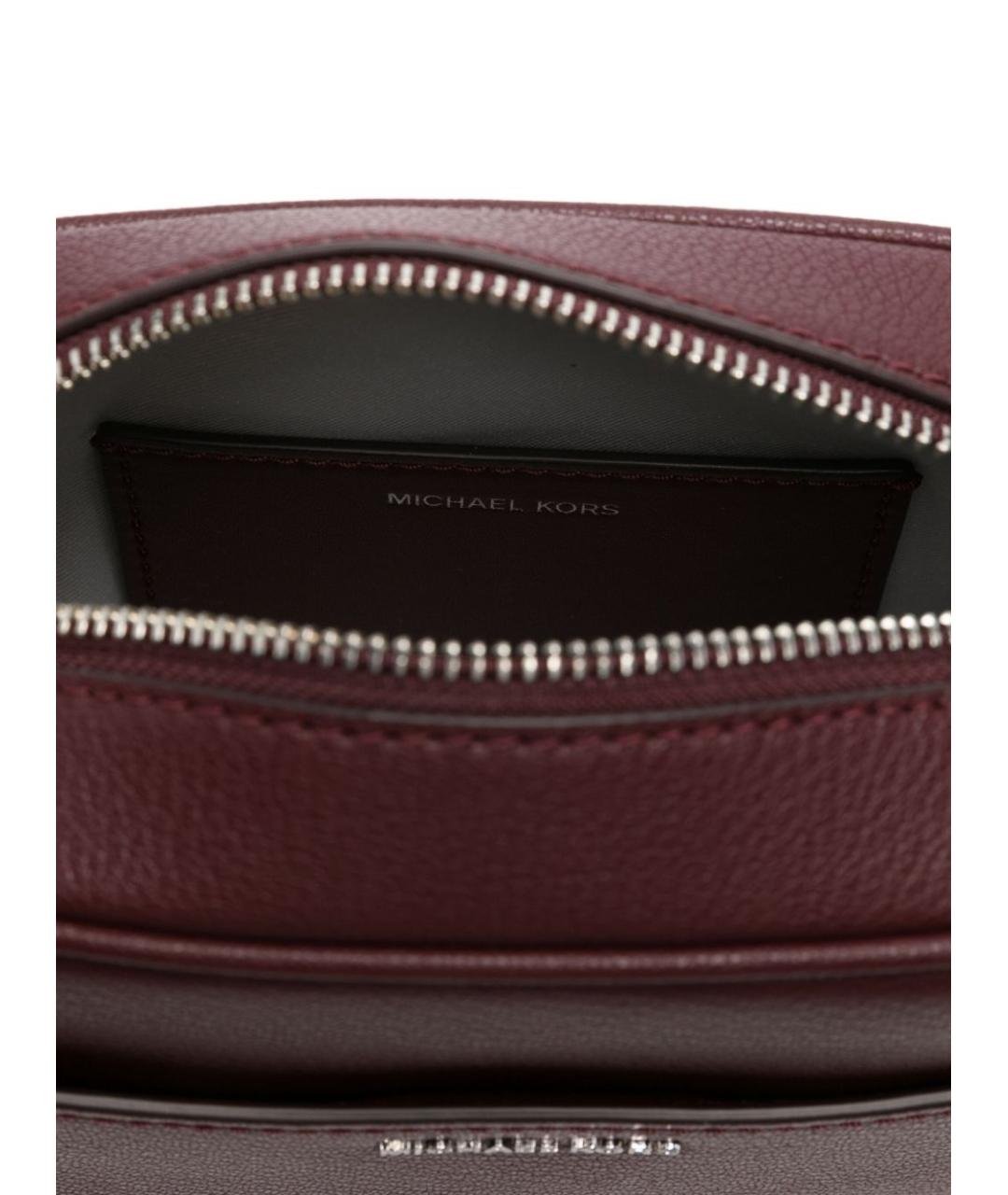 MICHAEL KORS Бордовая кожаная сумка через плечо, фото 3