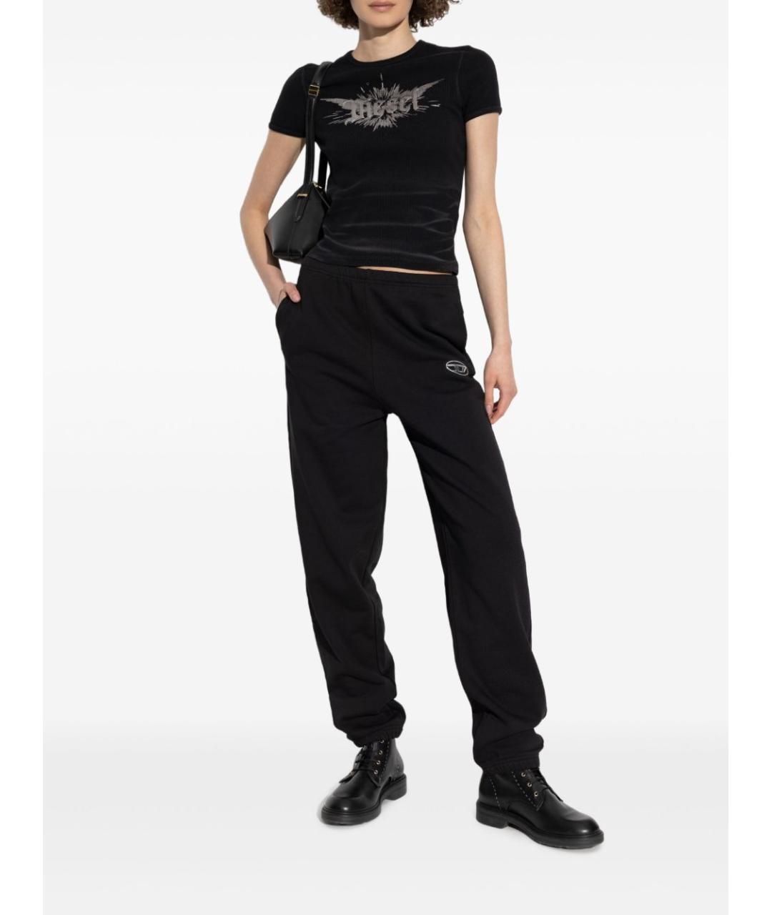 DIESEL Черные хлопковые прямые брюки, фото 4