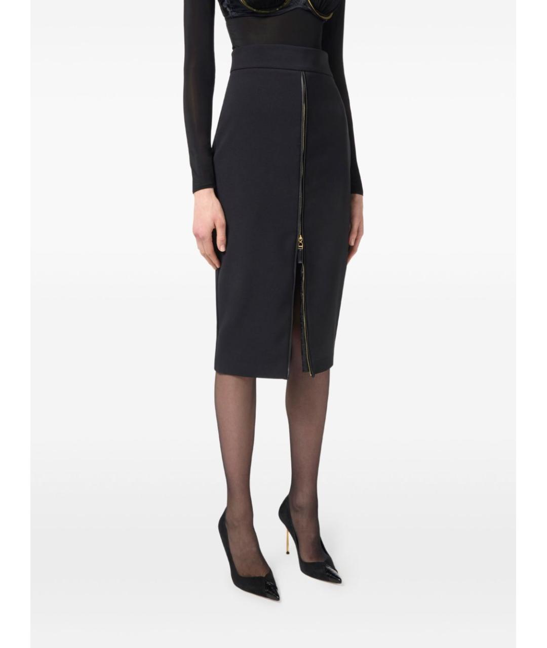 ELISABETTA FRANCHI Черная полиэстеровая юбка миди, фото 5