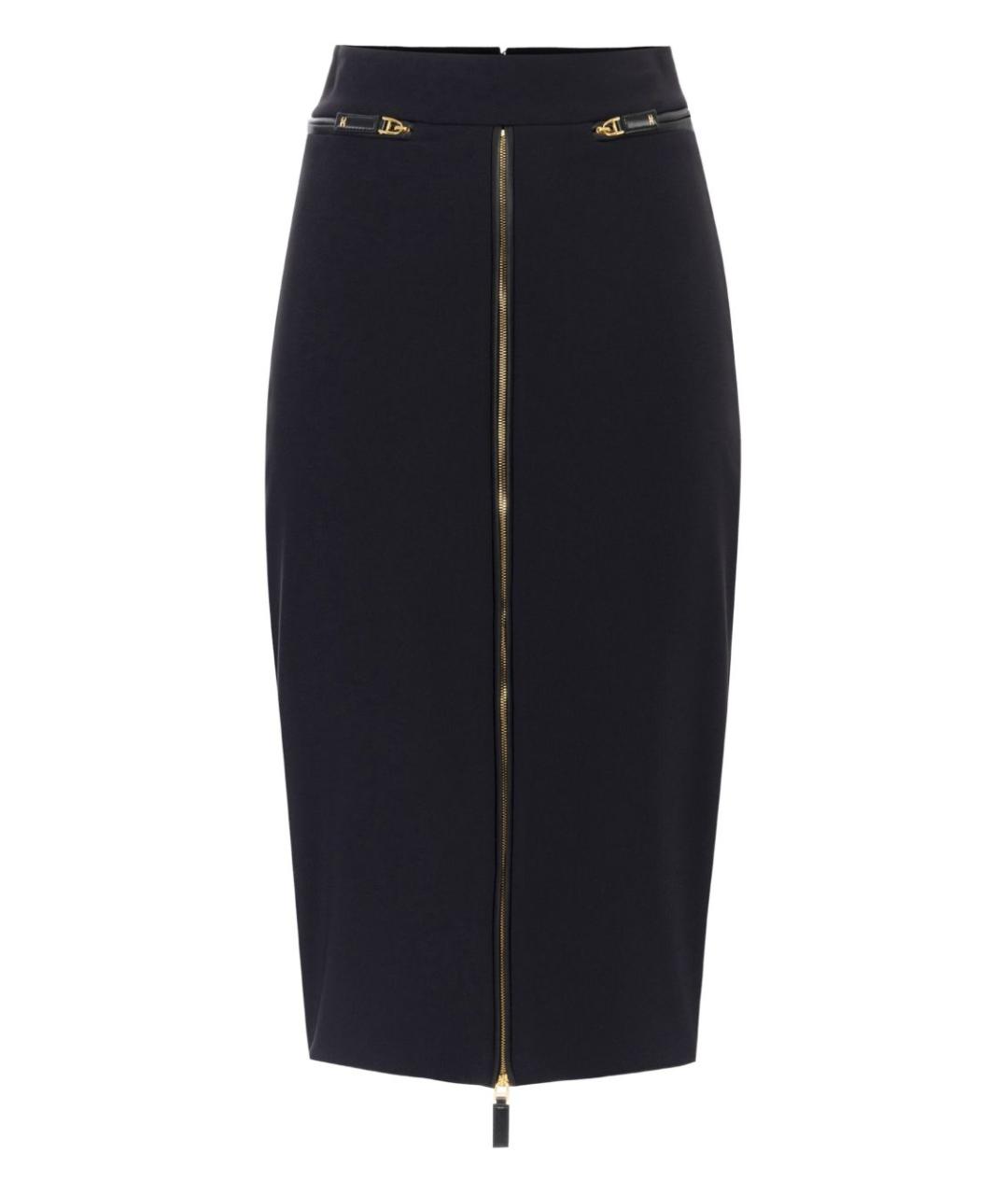 ELISABETTA FRANCHI Черная полиэстеровая юбка миди, фото 1