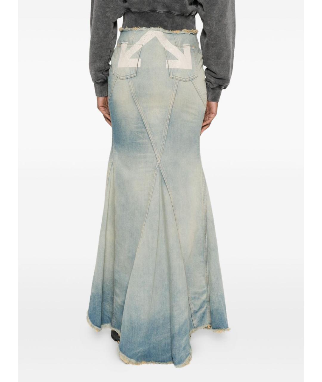 OFF-WHITE Синяя хлопковая юбка макси, фото 3