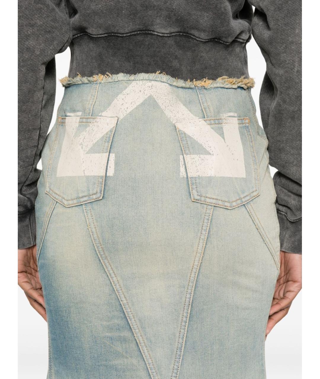 OFF-WHITE Синяя хлопковая юбка макси, фото 5