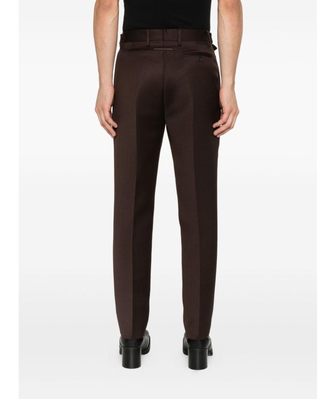 MM6 MAISON MARGIELA Коричневые полиэстеровые повседневные брюки, фото 4