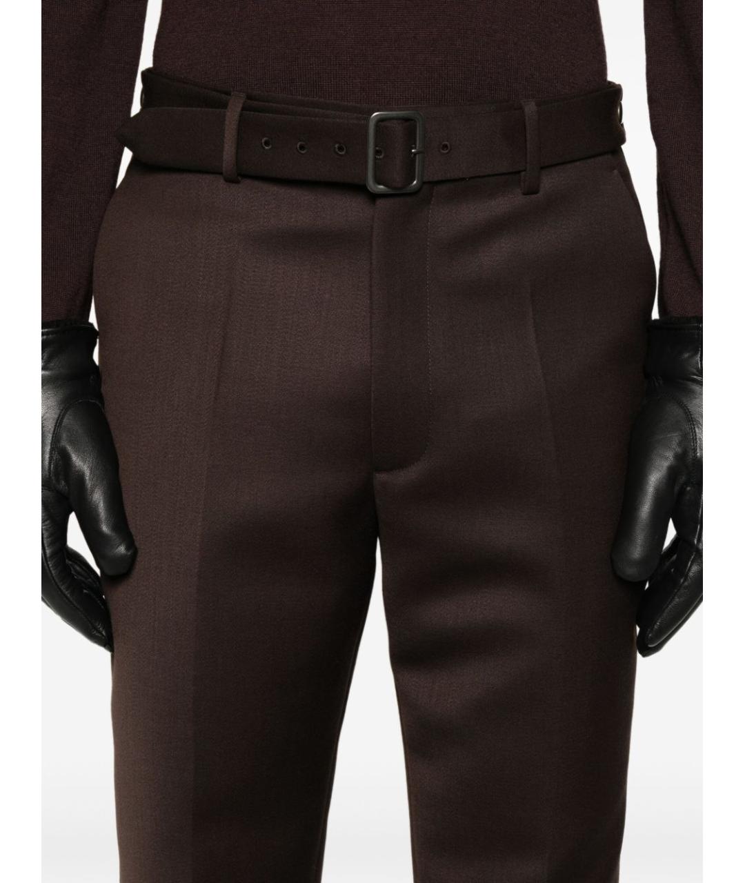 MM6 MAISON MARGIELA Коричневые полиэстеровые повседневные брюки, фото 5