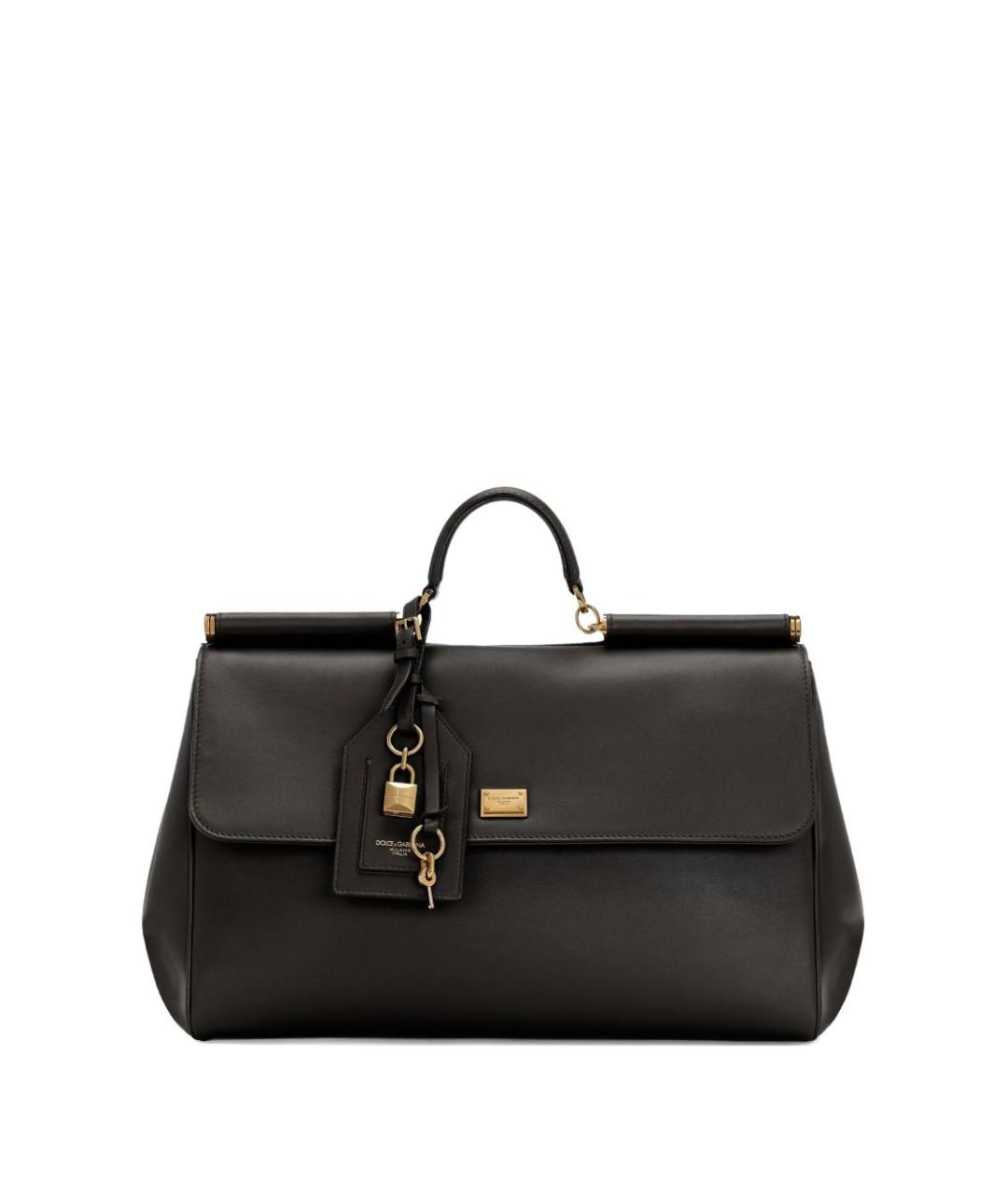 DOLCE&GABBANA Черная кожаная сумка тоут, фото 1