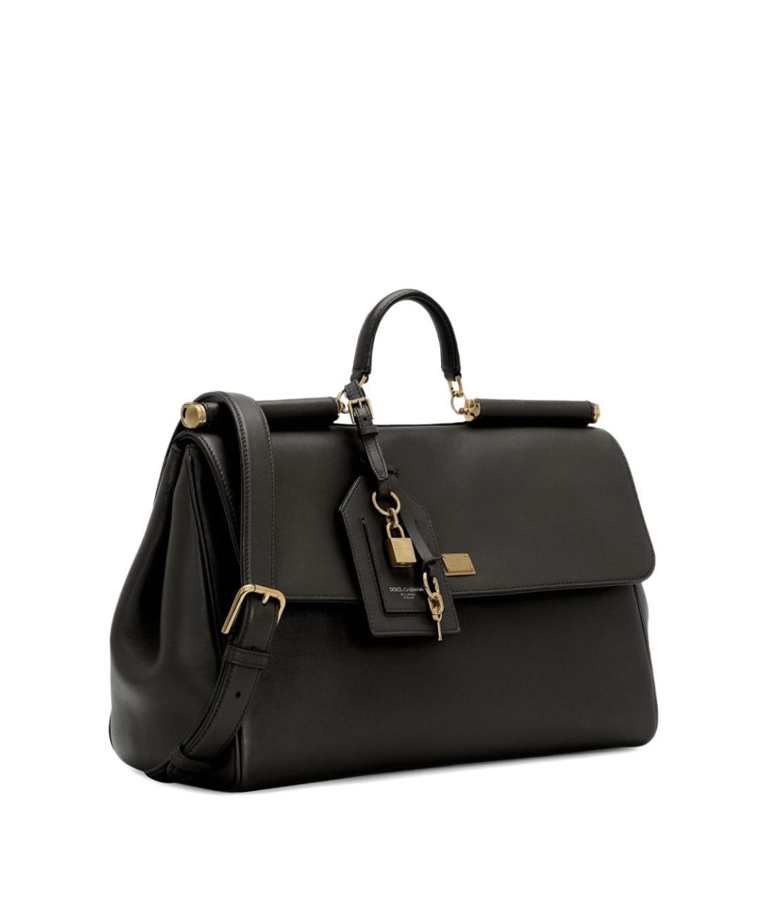 DOLCE&GABBANA Черная кожаная сумка тоут, фото 4