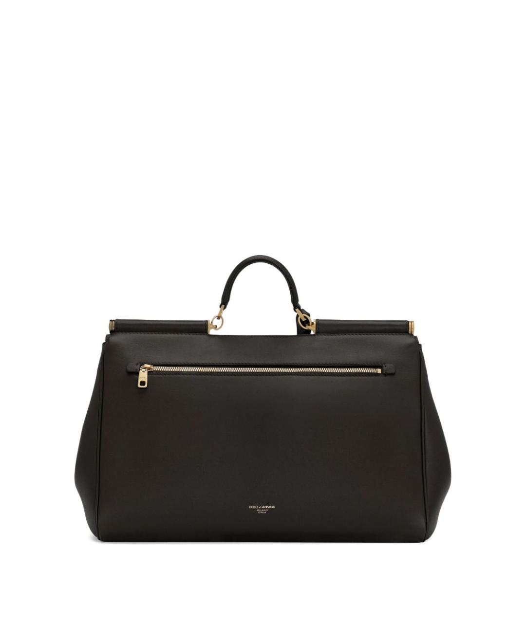 DOLCE&GABBANA Черная кожаная сумка тоут, фото 2