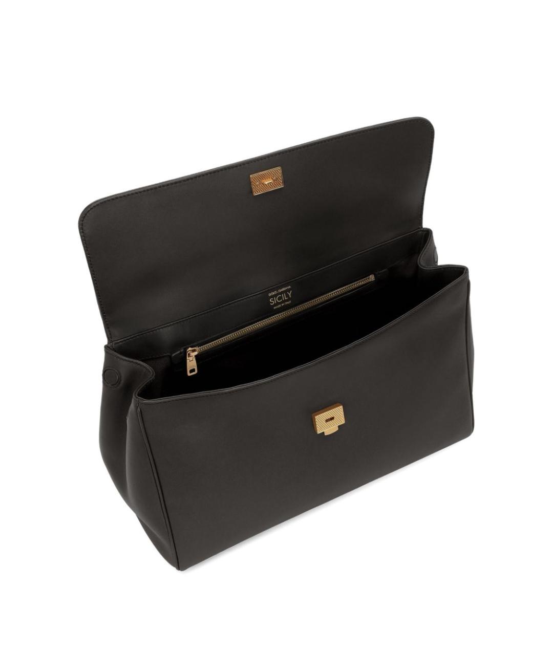 DOLCE&GABBANA Черная кожаная сумка тоут, фото 3