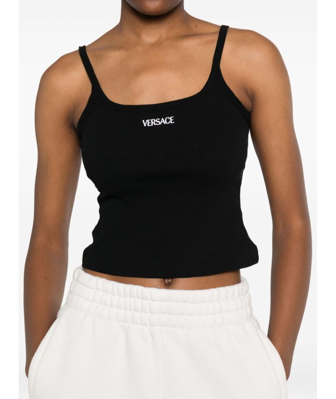 VERSACE Черная хлопковая майка, фото 4