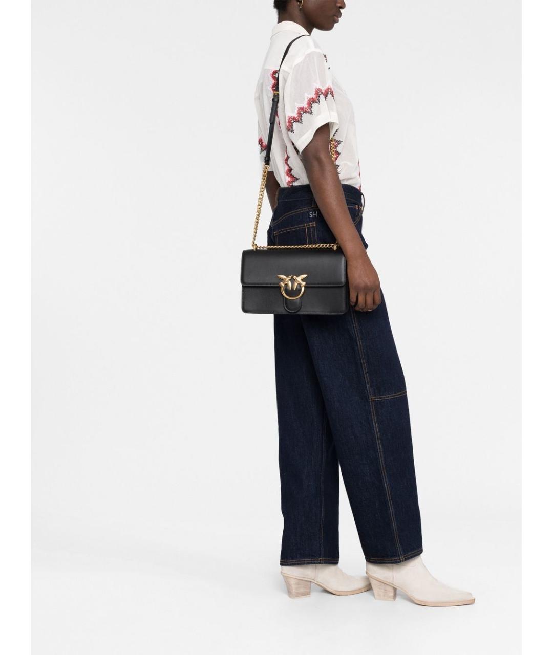 PINKO Черная кожаная сумка через плечо, фото 5