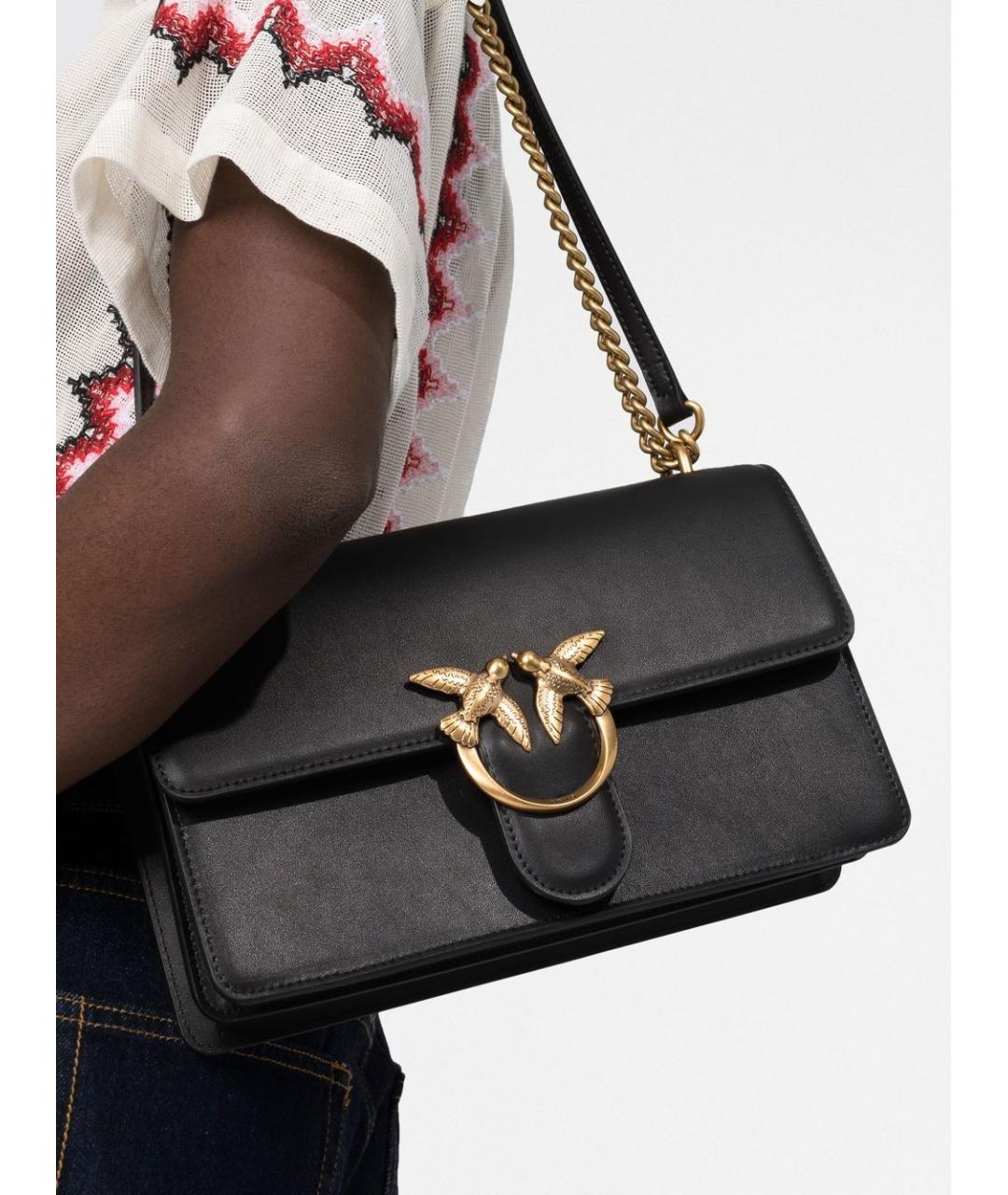 PINKO Черная кожаная сумка через плечо, фото 4