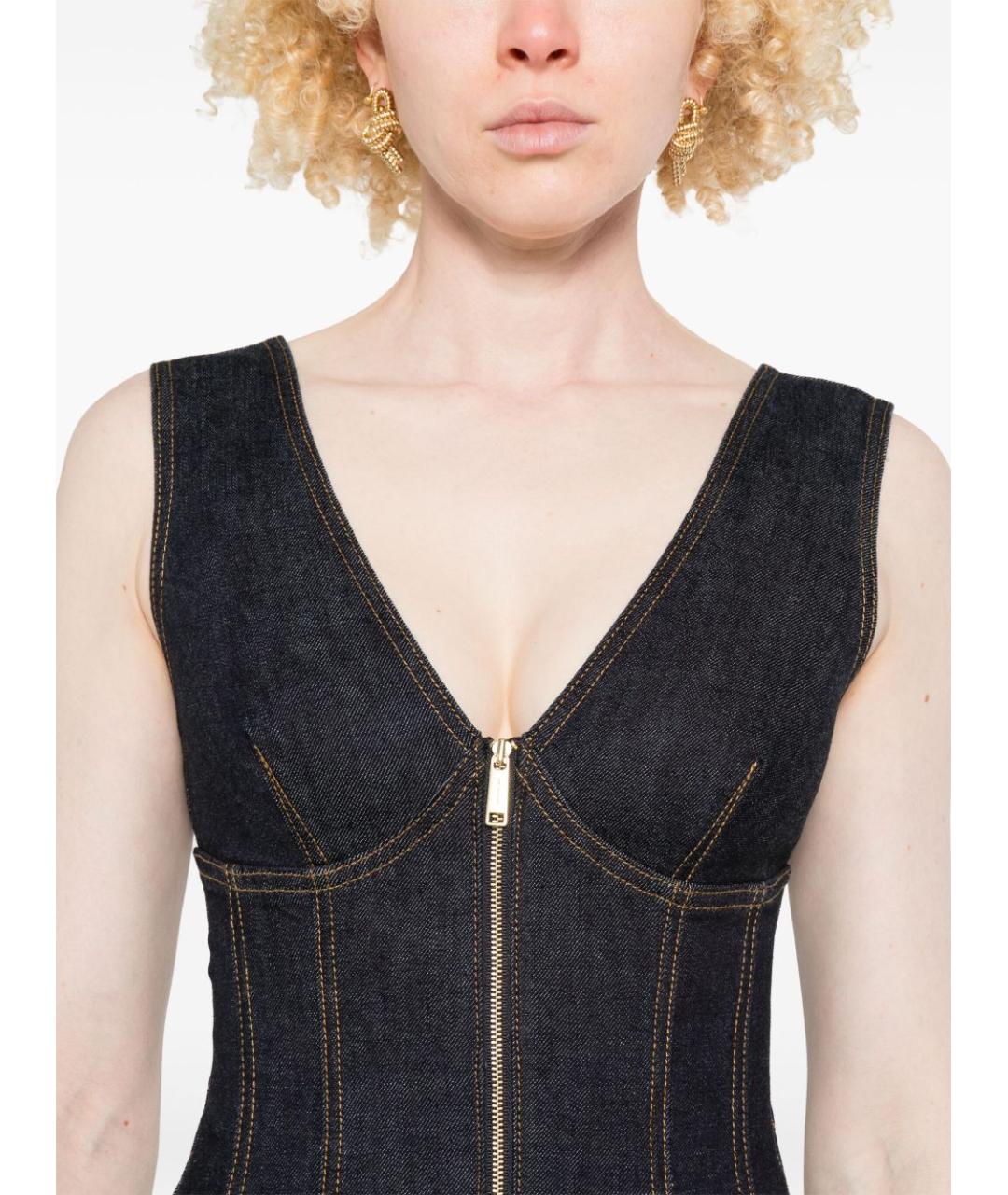 SELF-PORTRAIT Синее хлопковое повседневное платье, фото 5