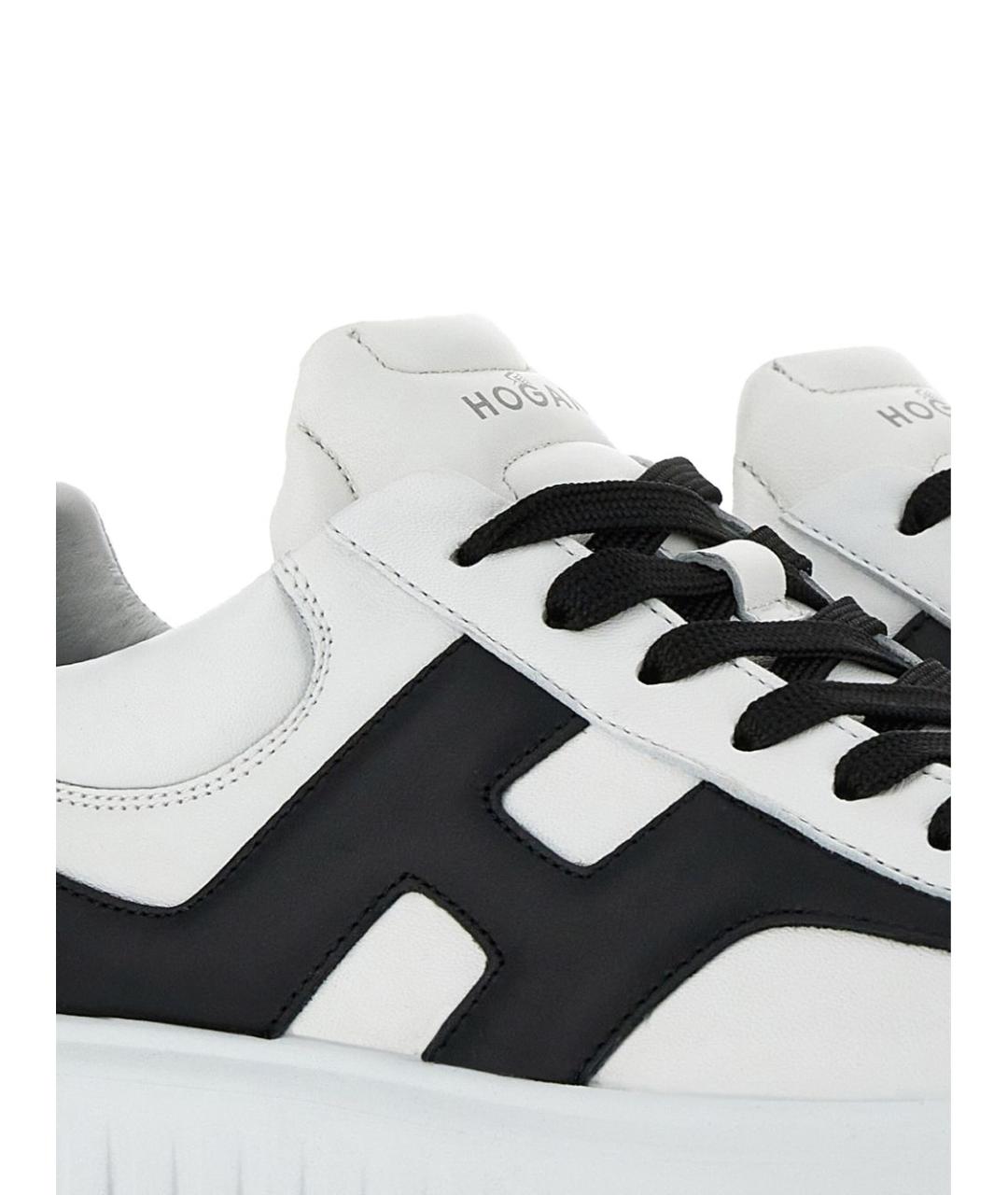 HOGAN Белые кожаные низкие кроссовки / кеды, фото 2