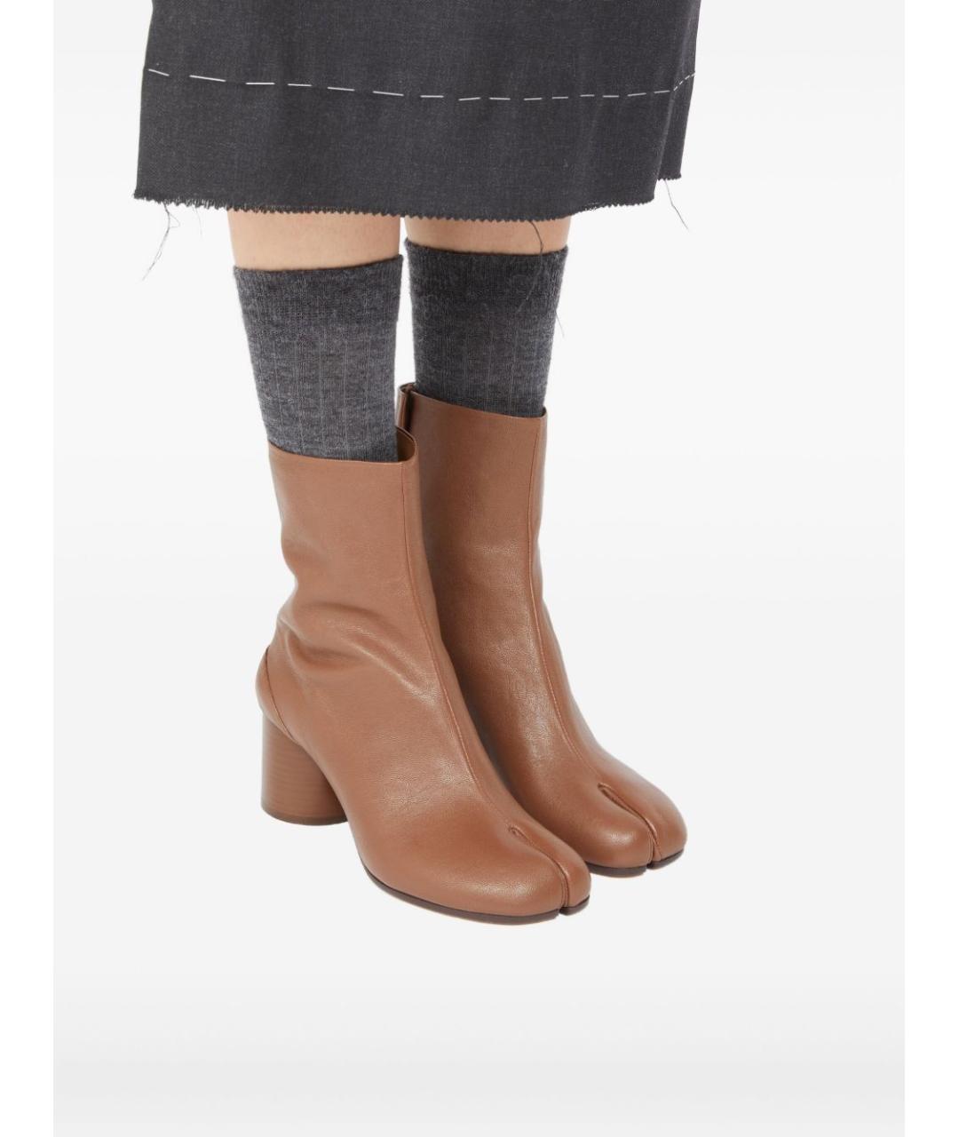 MAISON MARGIELA Коричневые кожаные ботильоны, фото 3