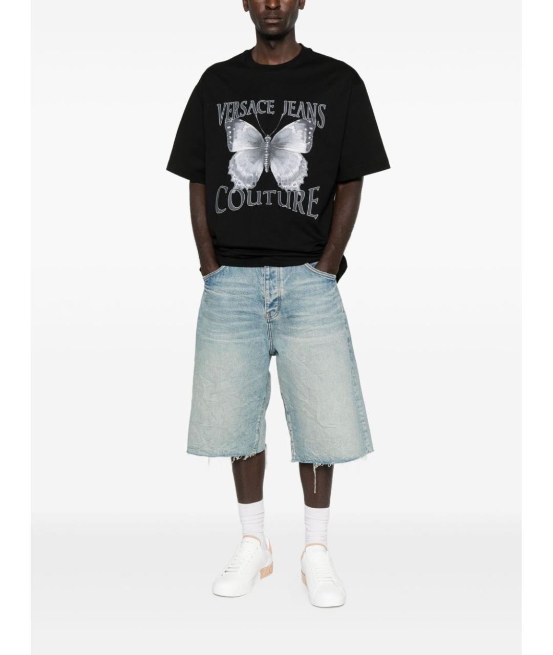 VERSACE JEANS COUTURE Черная хлопковая футболка, фото 2