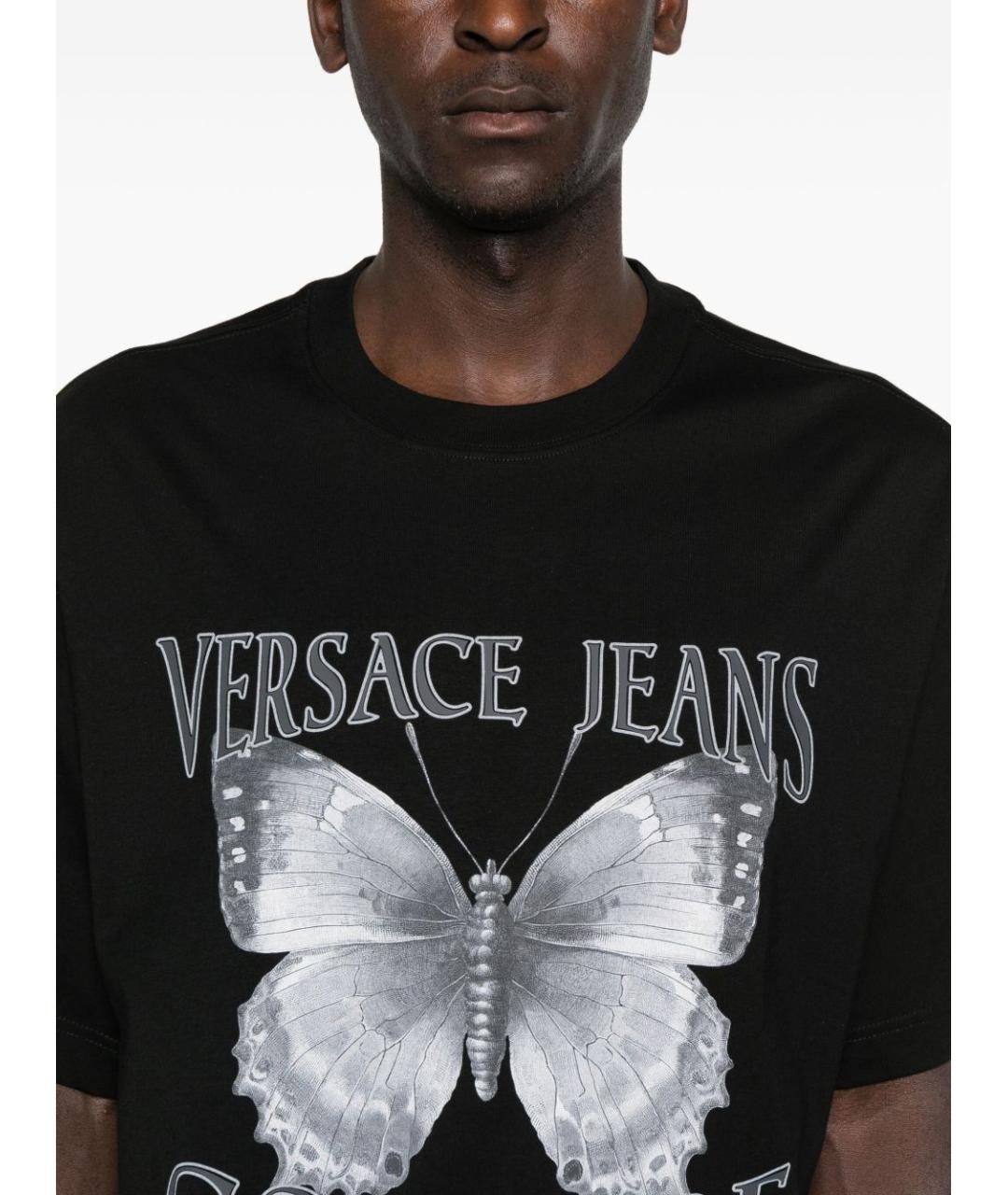 VERSACE JEANS COUTURE Черная хлопковая футболка, фото 4