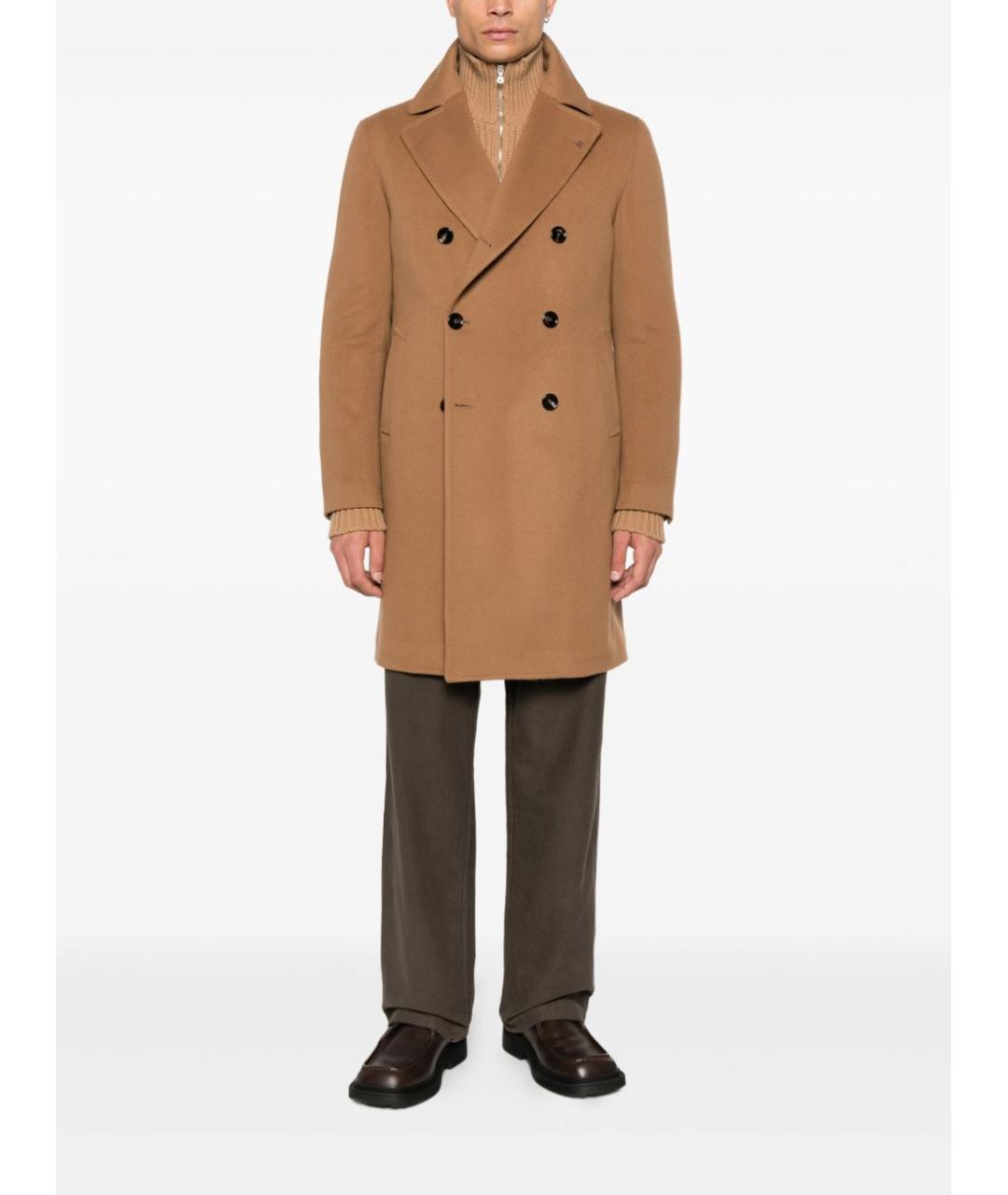 TAGLIATORE Коричневое шерстяное пальто, фото 3