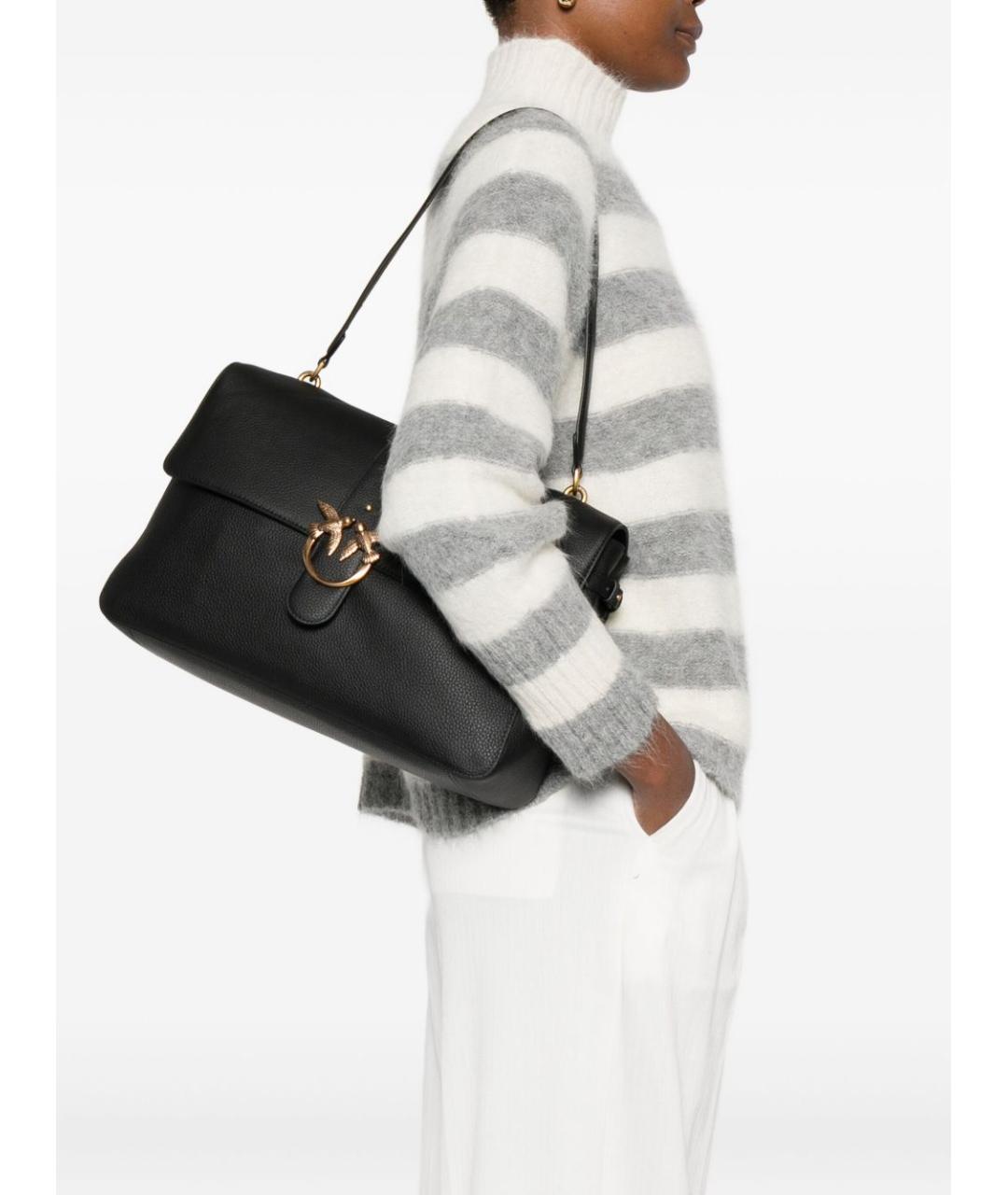 PINKO Черная кожаная сумка через плечо, фото 5