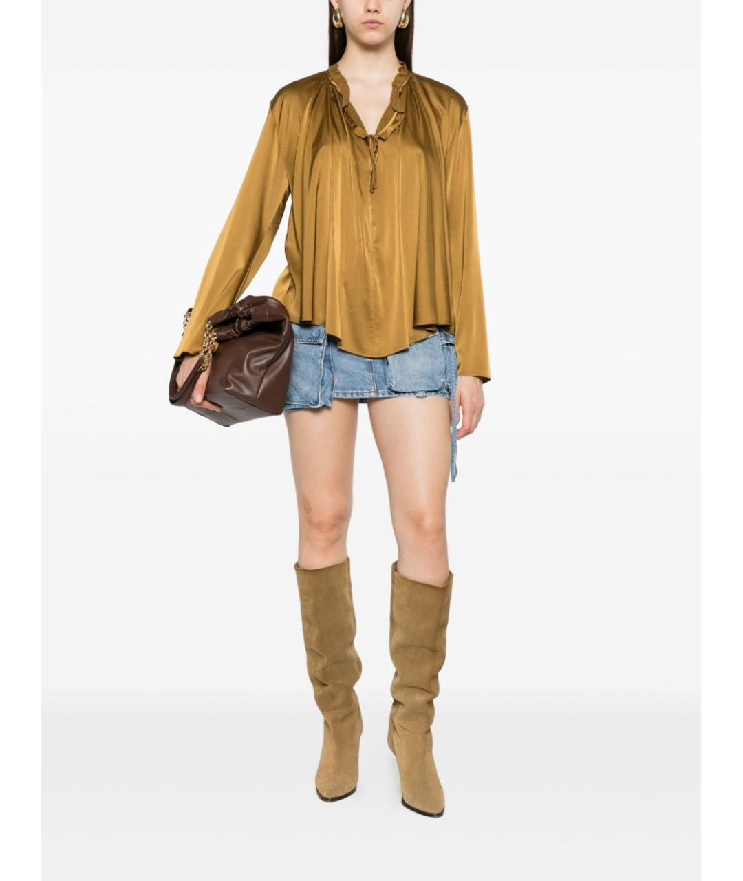 FORTE FORTE Хаки шелковая блузы, фото 4