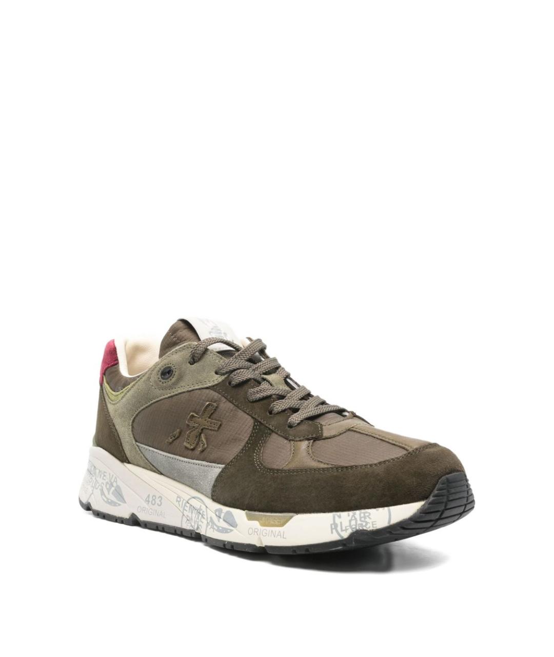 PREMIATA Хаки текстильные низкие кроссовки / кеды, фото 2