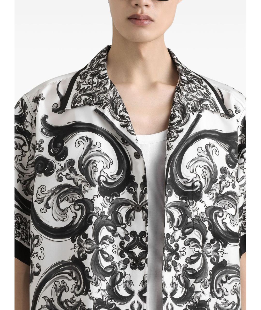 DOLCE&GABBANA Черная шелковая кэжуал рубашка, фото 4