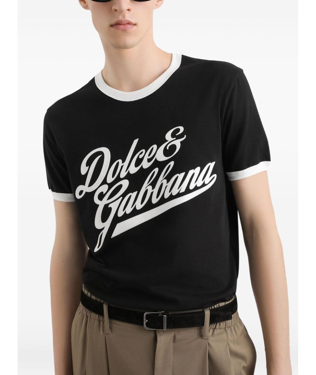 DOLCE&GABBANA Черная хлопковая футболка, фото 4