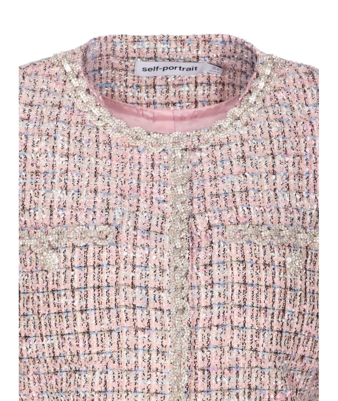 SELF-PORTRAIT Розовый твидовый жакет/пиджак, фото 2