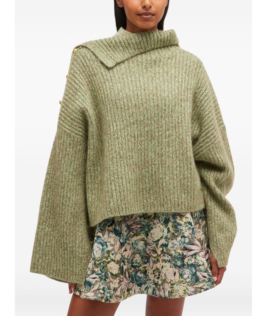 GANNI Зеленый шерстяной джемпер / свитер, фото 3