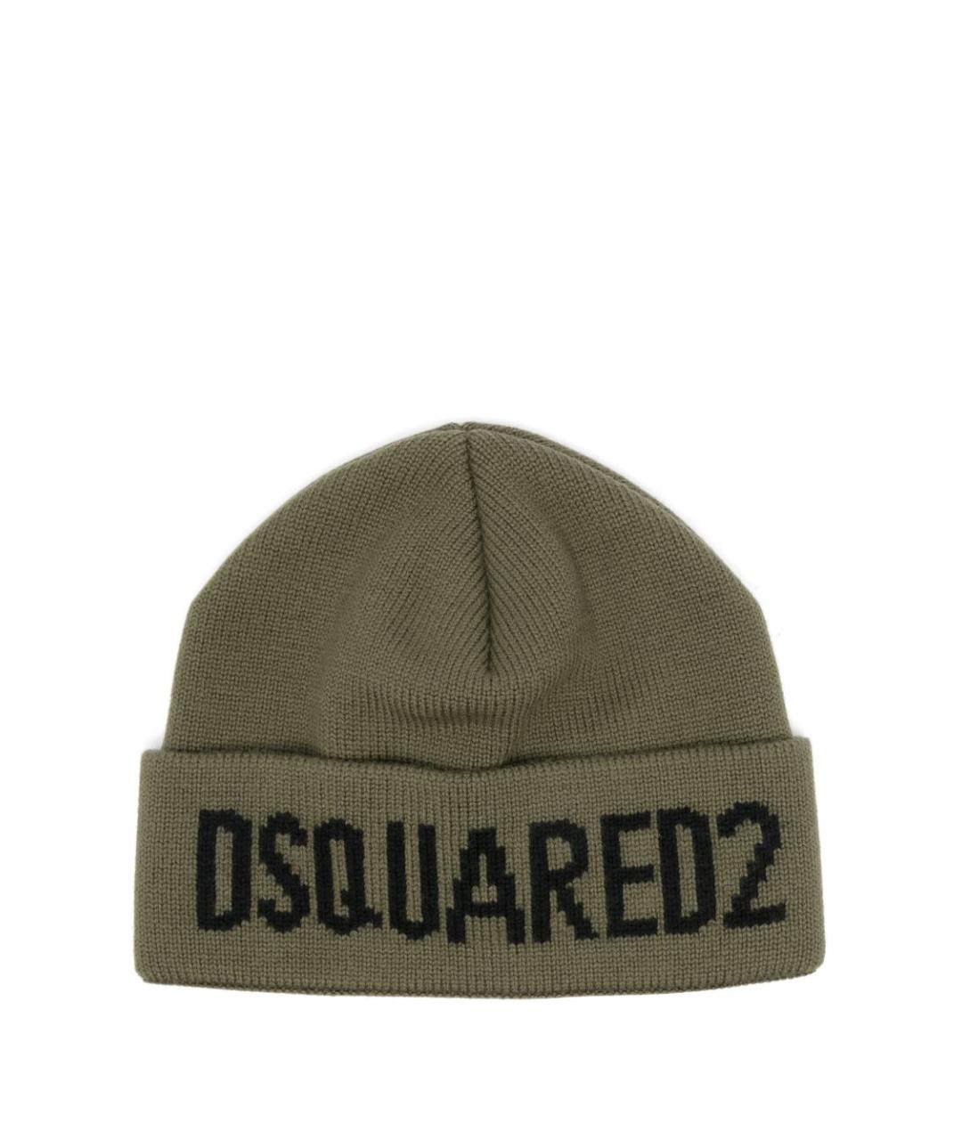 DSQUARED2 Зеленая шерстяная шапка, фото 1