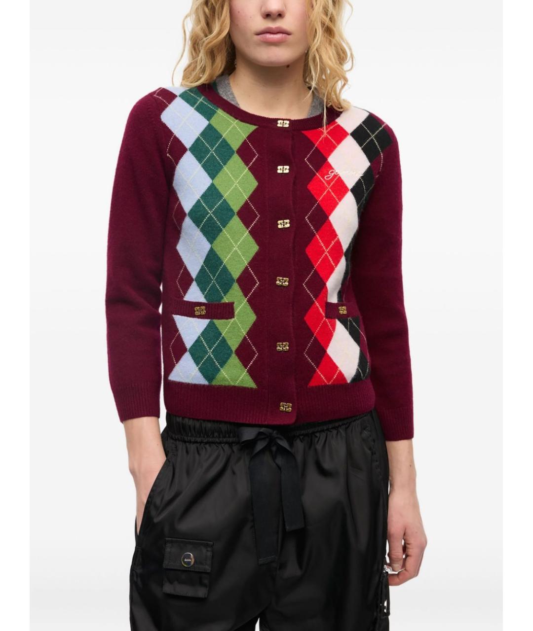 GANNI Мульти шерстяной кардиган, фото 4