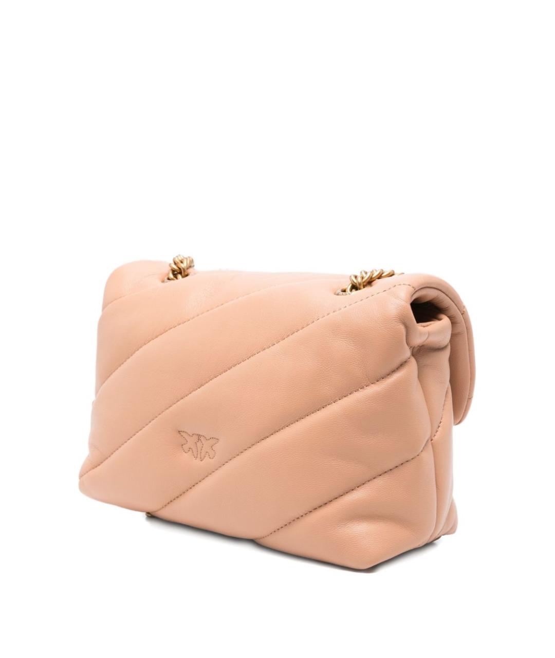 PINKO Бежевая кожаная сумка через плечо, фото 3