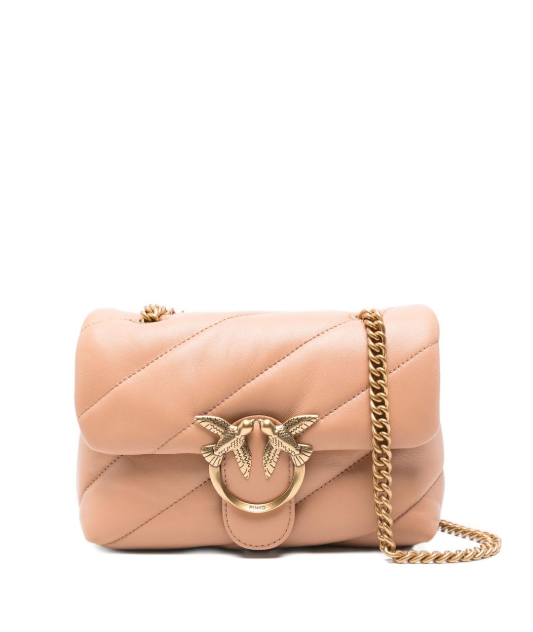 PINKO Бежевая кожаная сумка через плечо, фото 1