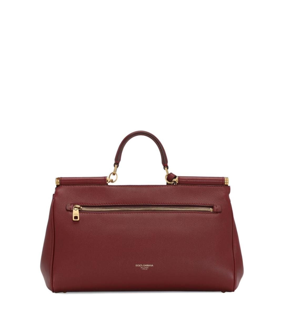 DOLCE&GABBANA Бордовая кожаная сумка тоут, фото 3