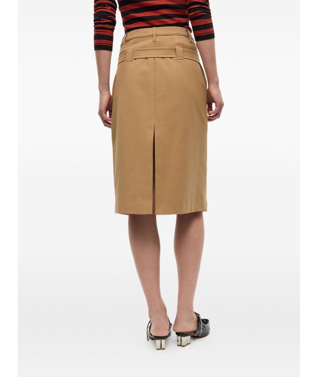 GANNI Бежевая хлопковая юбка миди, фото 5