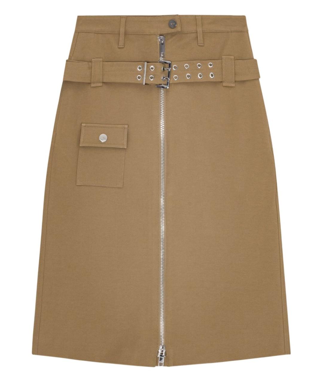 GANNI Бежевая хлопковая юбка миди, фото 1