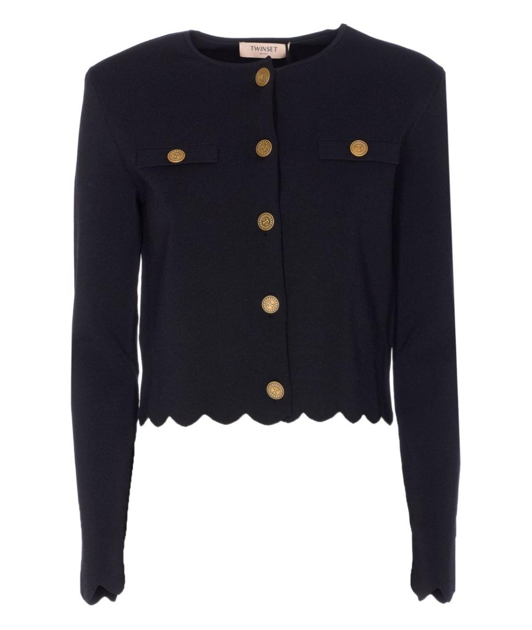 TWIN-SET Черный креповый жакет/пиджак, фото 1