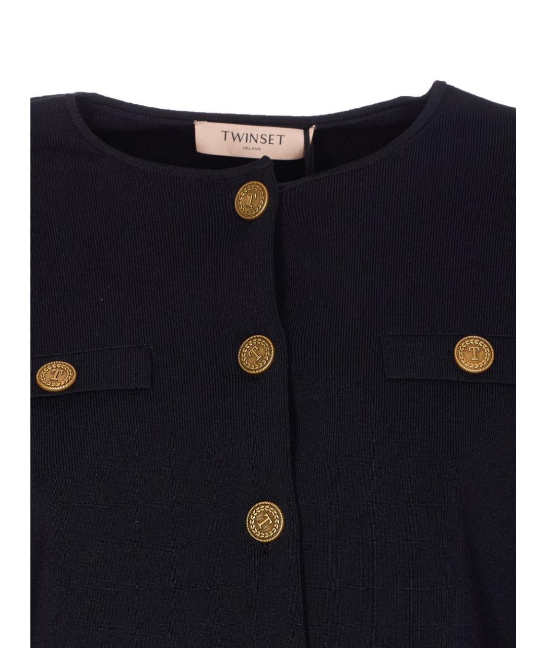 TWIN-SET Черный креповый жакет/пиджак, фото 2