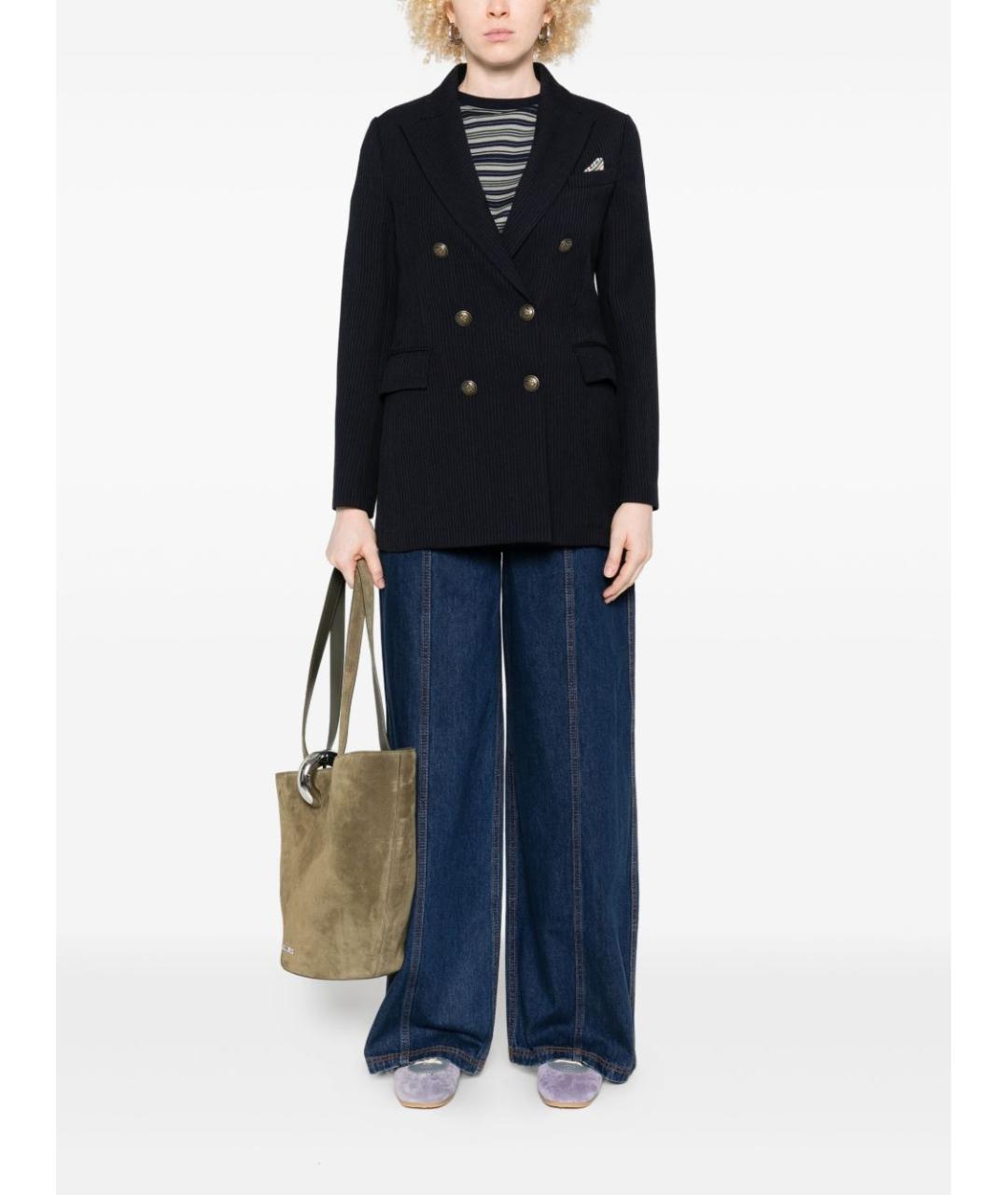 CIRCOLO 1901 Синее шерстяное пальто, фото 4