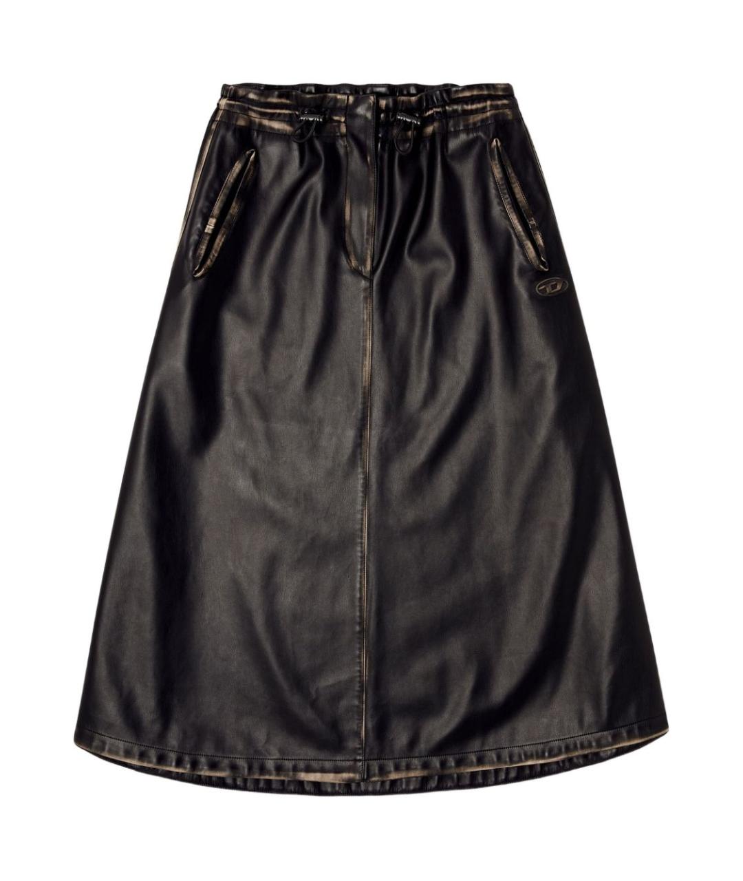 DIESEL Черная полиэстеровая юбка миди, фото 1