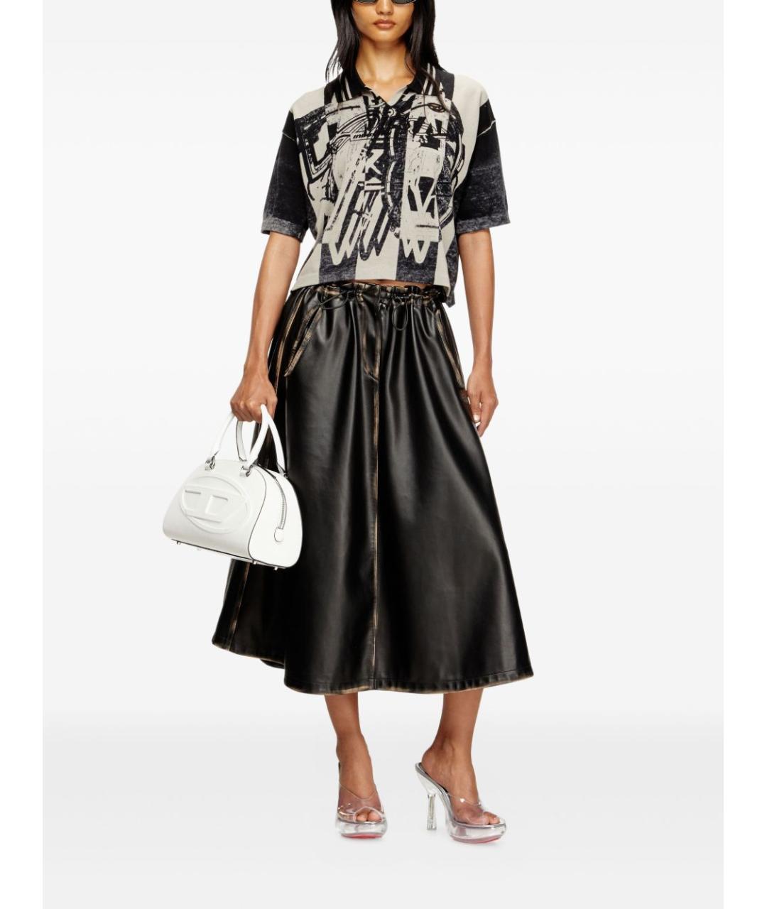 DIESEL Черная полиэстеровая юбка миди, фото 4