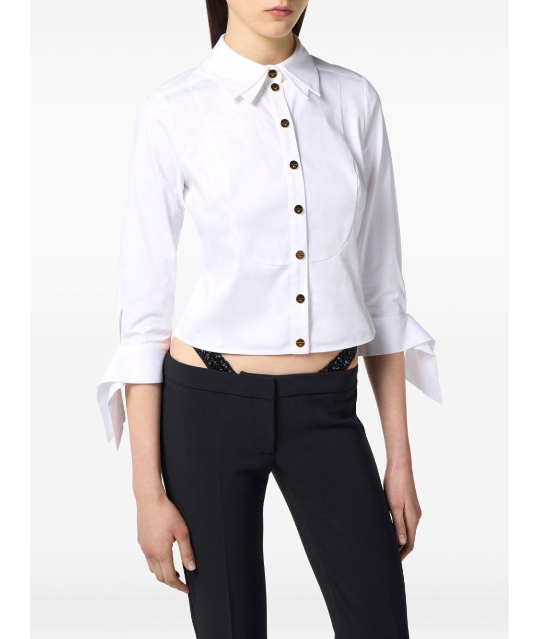 ELISABETTA FRANCHI Белая хлопковая рубашка, фото 4