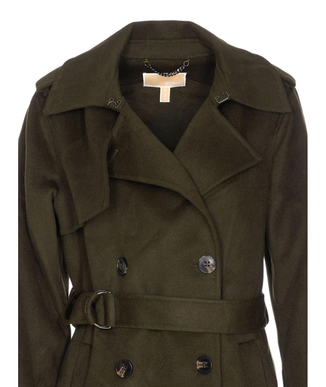 MICHAEL KORS Зеленые шерстяное пальто, фото 4