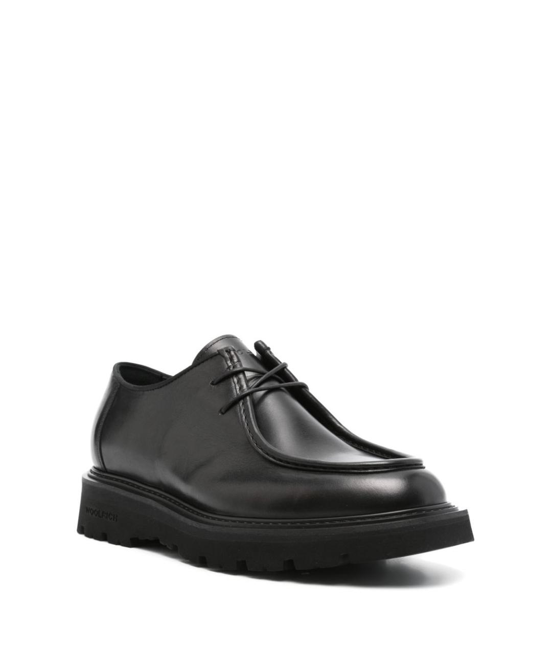 WOOLRICH Черные кожаные низкие ботинки, фото 3