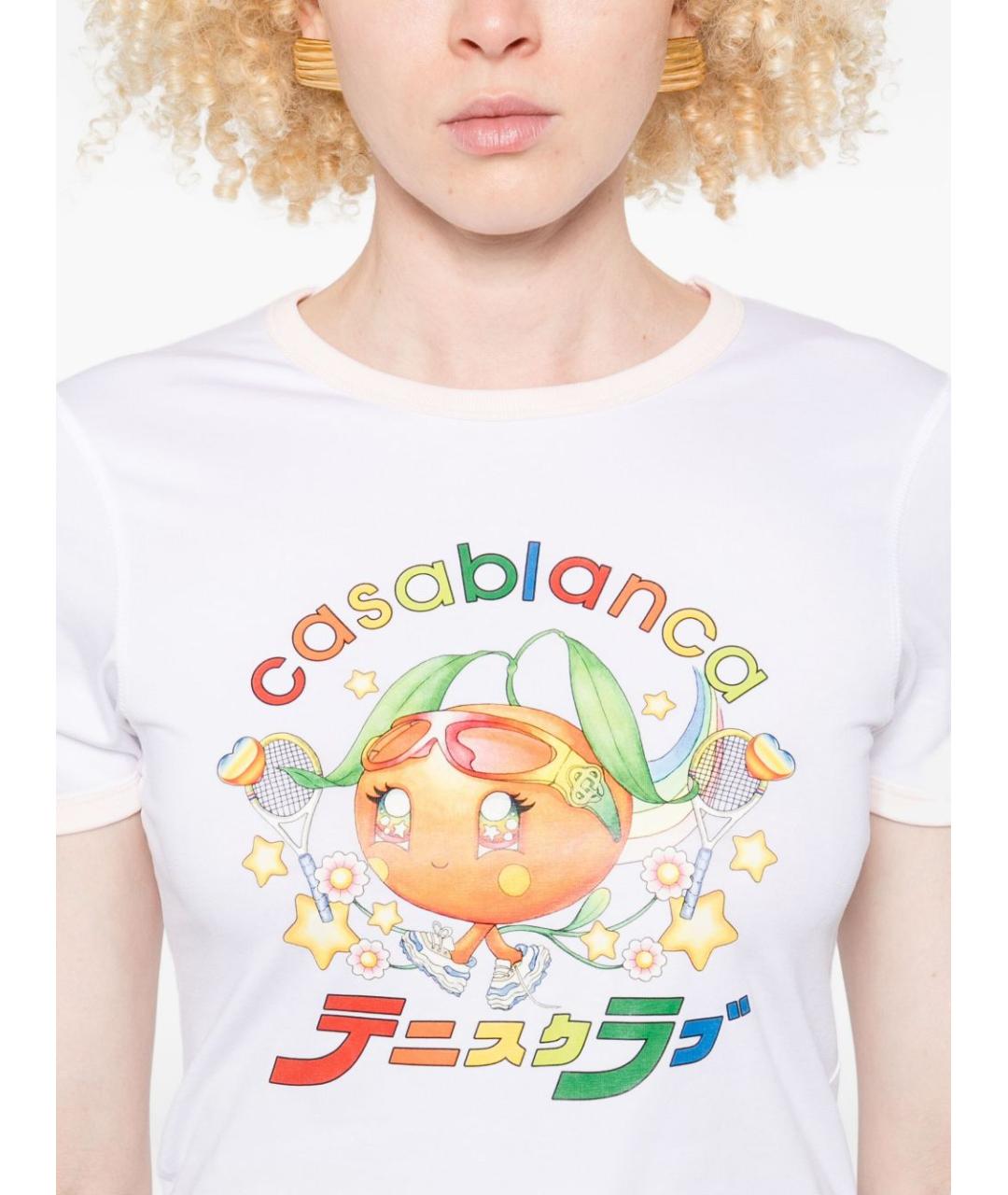CASABLANCA Белая хлопковая футболка, фото 4