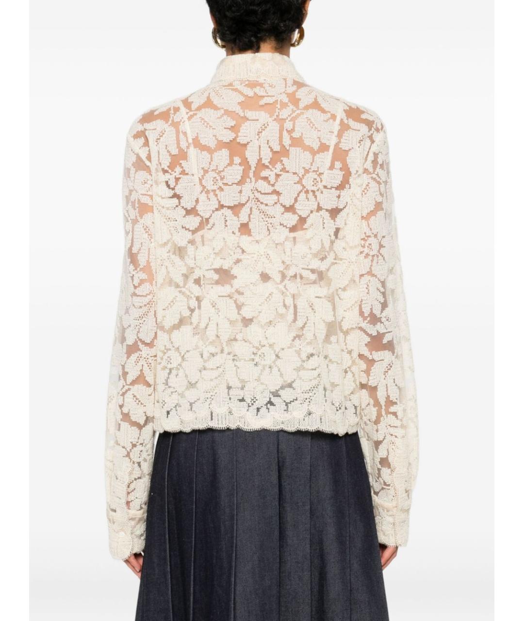 ERMANNO SCERVINO Бежевая кружевная рубашка, фото 3