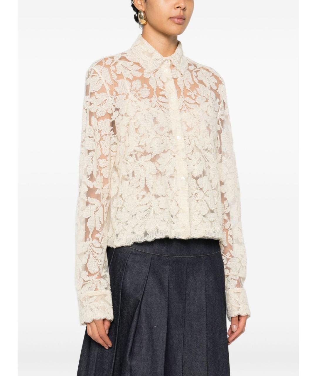 ERMANNO SCERVINO Бежевая кружевная рубашка, фото 2